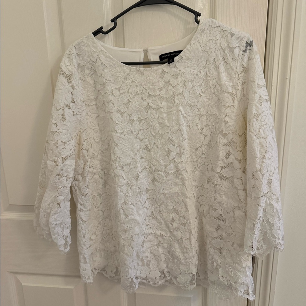 Banana Republic White Lace Blouse